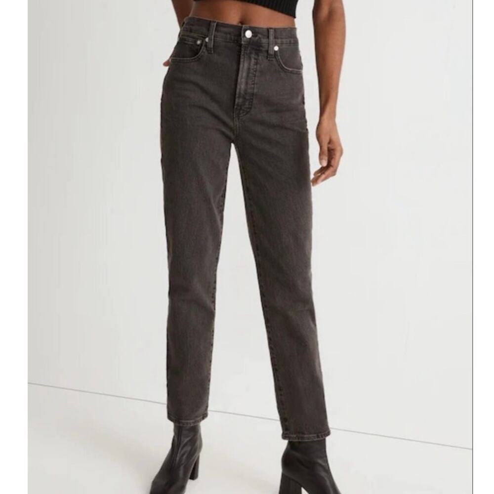 Madewell The Perfect Vintage Jean 24P Black Wash High Rise Straight Denim